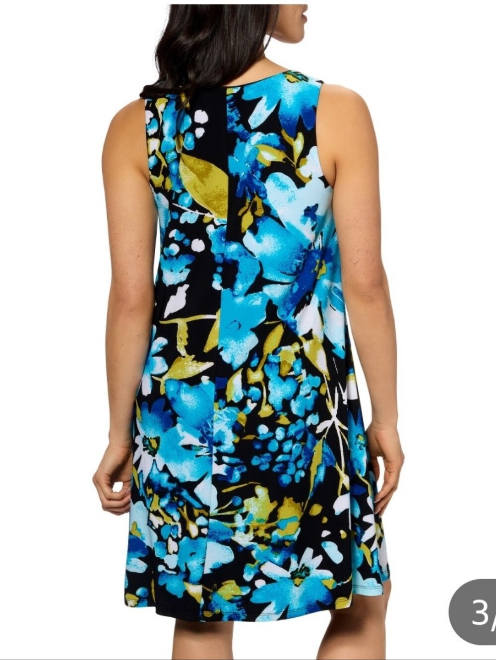 (6) Anne Klein Floral V-Neck Sleeveless Dress - Picture 3 of 4